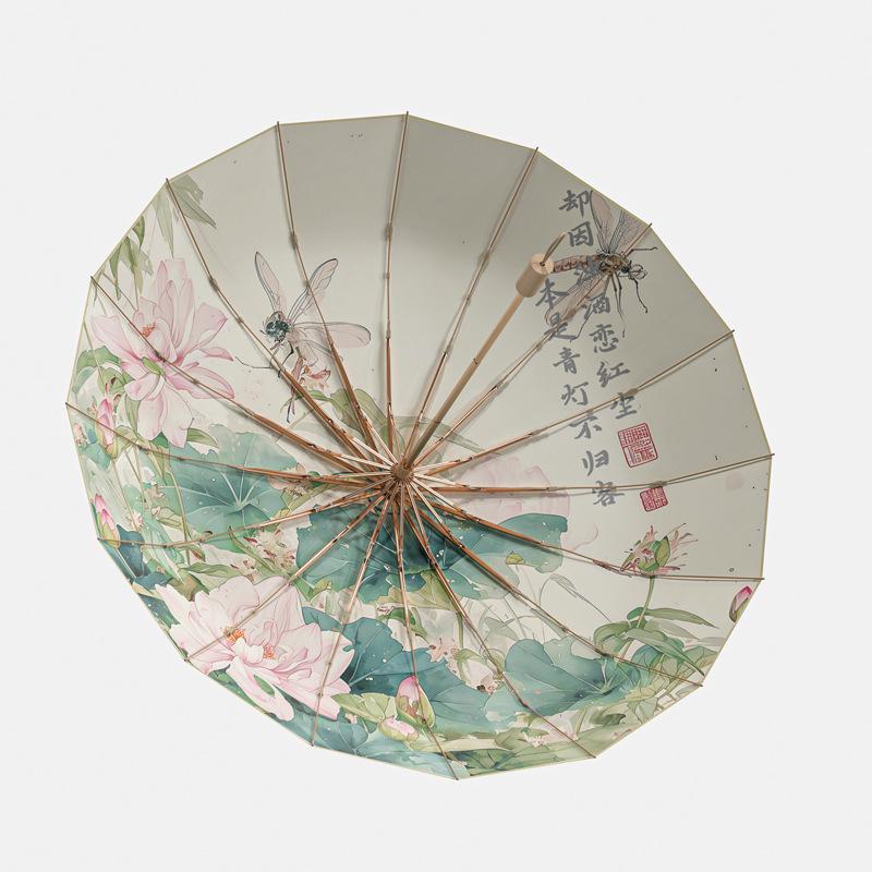 Новый антикварный трехсложный 16-спицевый цветной клей золотой каркас из алюминиевого сплава зонт Новый китайский солнцезащитный складной зонт