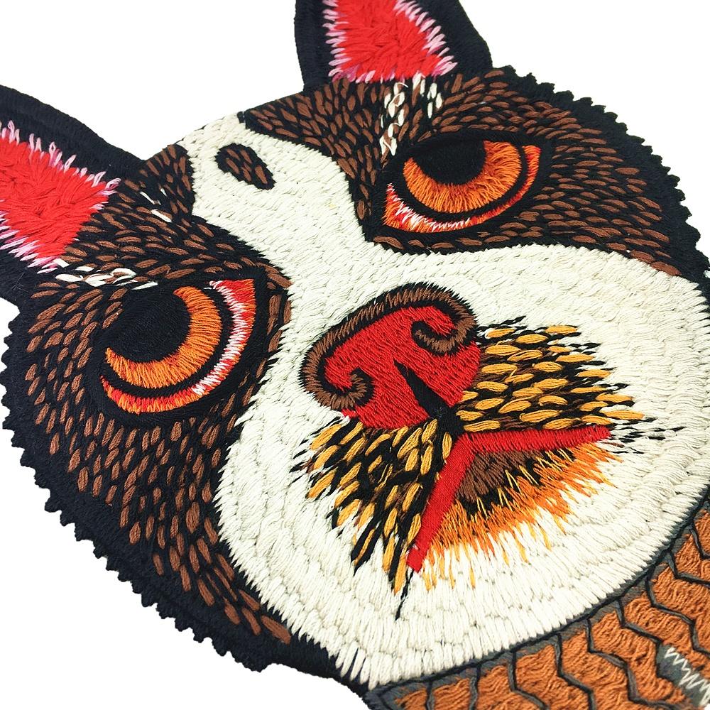 1Pc Sew Big Dog Head Embroidery Patch Embroidered Applique Animal Patches For Clothes Coat Hound Appl