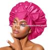 Эластичная атласная шапочка для сна и душа с широкими полями для женщин – однотонная, большой размер