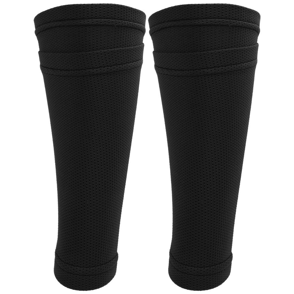 1 Pair Soccer Shin Guard Socks Double Layer Shin Pad Sleeves for Football Training BlackAdult / L