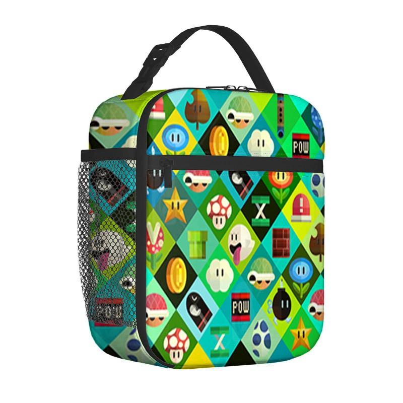 Mario Cartoon Insulated Lunch Bag Kids - 3D Printed Full-Print Portable School Outdoor Picnic Tote