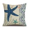 Linen Pillowcase Hand-painted Marine Cotton Linen Coral Seahorse Starfish Octopus Home Soft Furnishing Cushion Cover