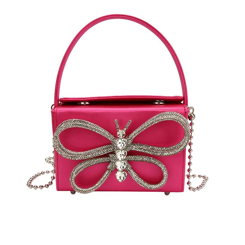 PU Hasp Small Square Soild Плечевые сумки Hasp Chains Party Высококачественные женские сумки Diamonds Butterfly Новый стиль
