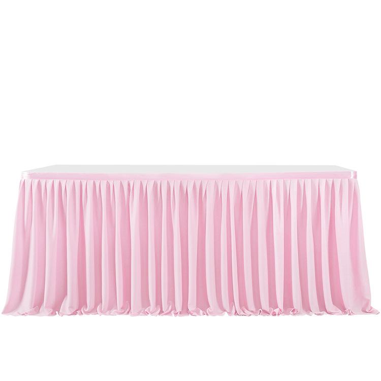 Party Solid Color Table Skirt Birthday Pleated Dessert Tablecloth Cover Wedding Festive Table Skirt Home Ruffle Edge Table Skirt