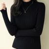 Модный повседневный свитер с длинным рукавом, вязаный свитер для женщин, зимний толстый облегающий свитер с высоким воротником, женский теплый однотонный трикотажный топ 24834