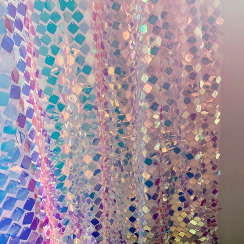 Радужная блестящая ткань с рыбьей чешуей, лазерные пайетки, блестящая ткань для скатерти своими руками, свадебная вечеринка, фон, декоративная ткань