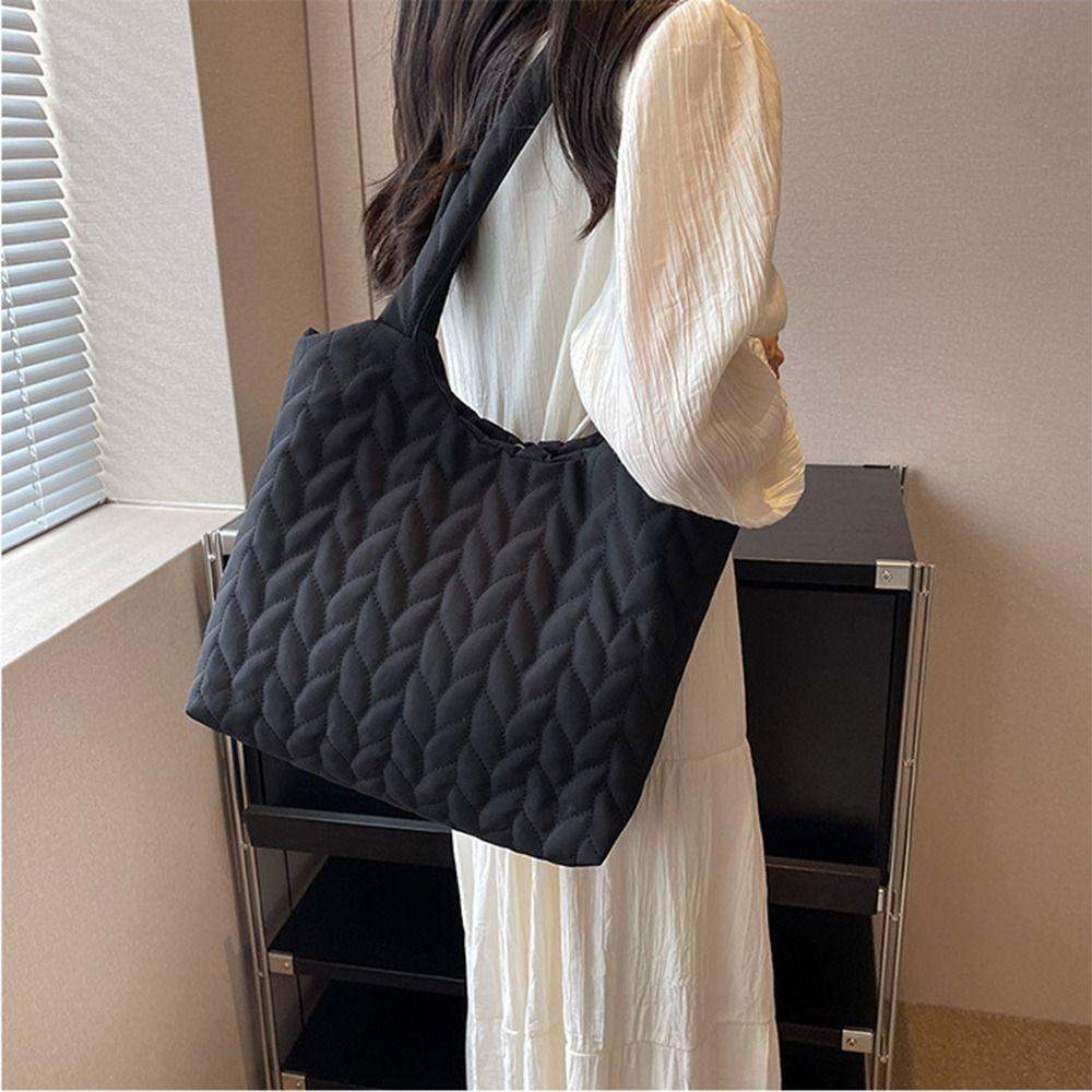 Мягкая стеганая сумка через плечо с хлопковой подкладкой, однотонная женская сумка под мышкой, портативные сумки, выходные