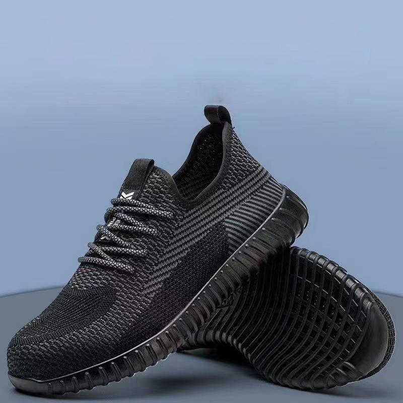 Oulylan Steel Toe Lightweight Labor Footwear Men Anti-Puncture Non-Slip Soft Sneakers Anti-Smash Fly Woven Breathable Work Shoes