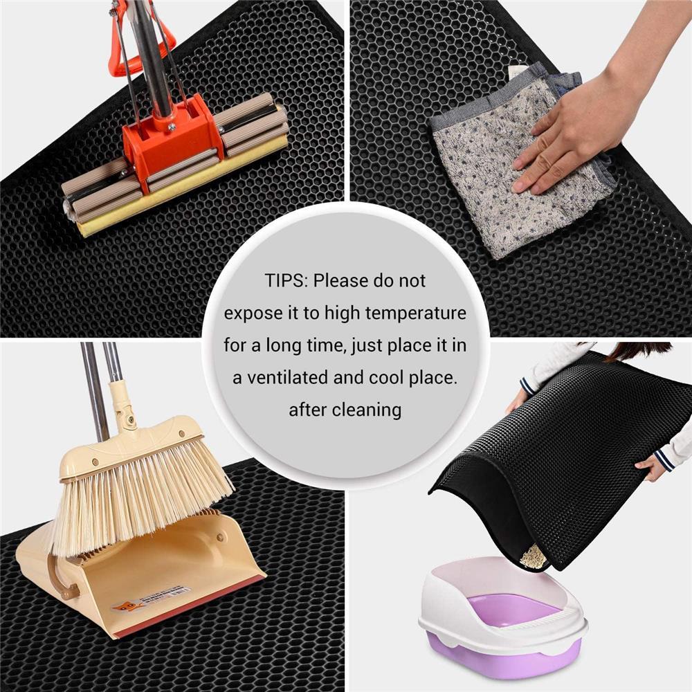 Коврик для кошачьего туалета с двойным слоем водонепроницаемый фильтр коврик для кошачьего туалета (Черный, 29,52 X 21,65 дюйма)