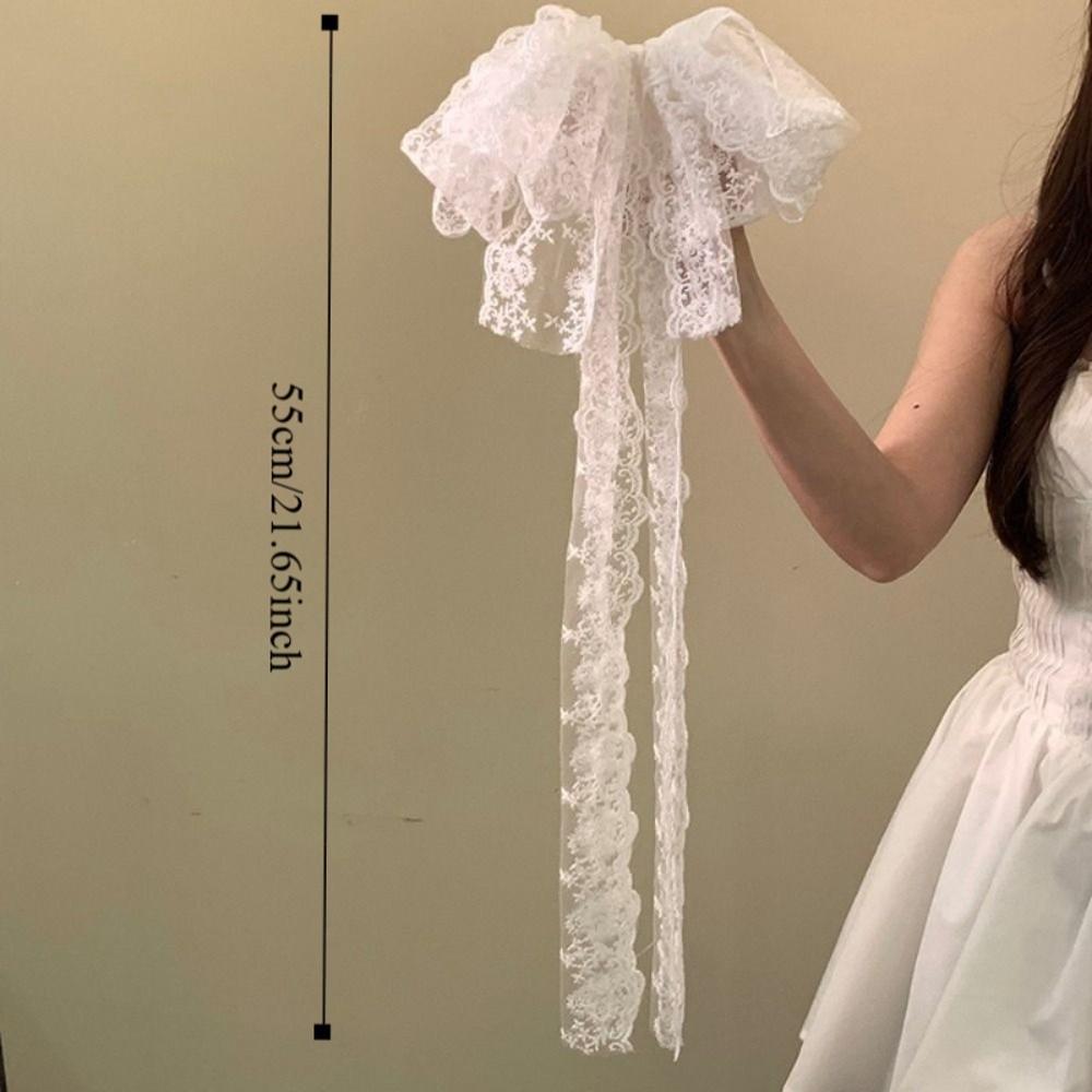 Elegant Design Extra Large Butterfly Bow Hair Clip Butterfly Shap Long Ribbon Ribbon Hair Clip Hollow-out Back Head Hair Clip