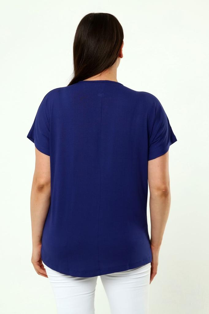 Женская стильная футболка большого размера, комфортная модель больших размеров, стильный воротник, детальный хлопковый изгиб, короткий рукав, летнее вечернее платье для мамы, футболка-туника