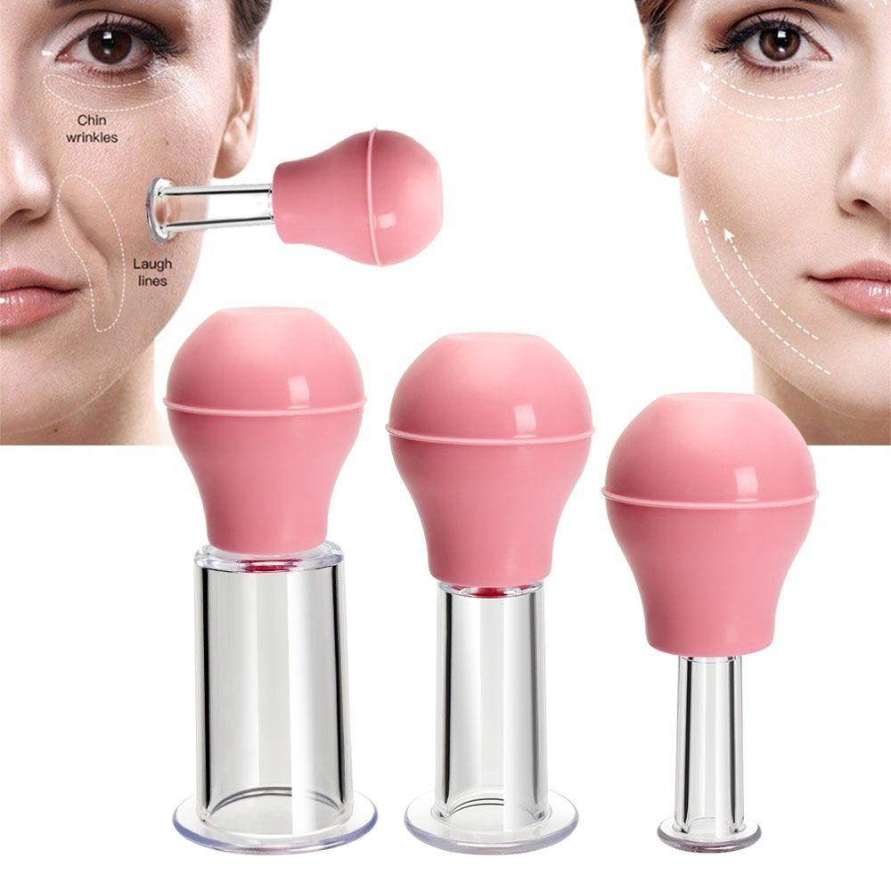 Pink/Blue Facial Massage Cup PVC Skin Scraping Cup 3 Sizes Vacuum Cup Home Beauty