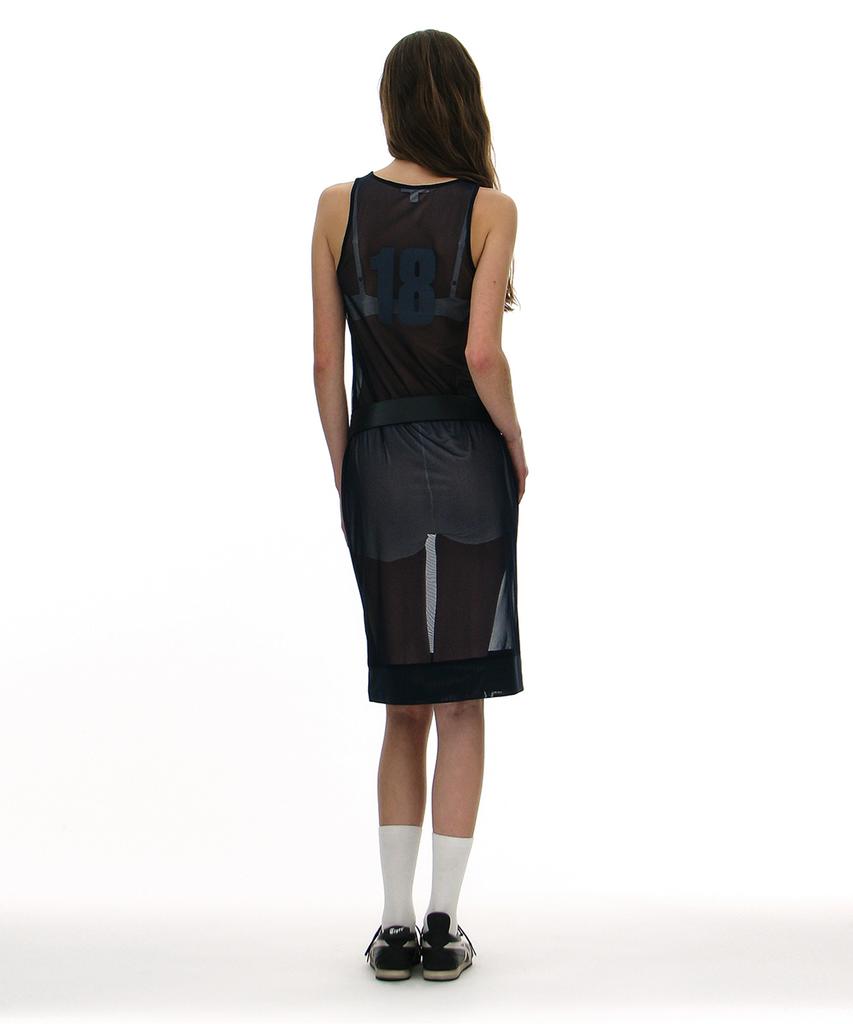 Partimento Woman Numbering Printed Mesh Dress_Navy