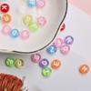 7mm 50Pcs/lot For Jewelry Making Transparent Letter Beads Colored Background With White Letters Material Pendant DIY Necklace Bracelet Accessories