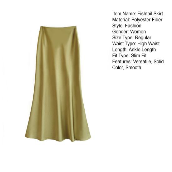 Женская юбка «рыбий хвост» с высокой талией, атласная, дышащая, с блеском, облегающего кроя, юбка макси, для работы, отдыха, повседневной носки