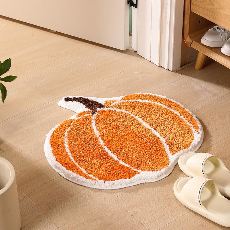 New Creative Pumpkin Flocking Non-Slip Absorbent Bathroom Door Mat