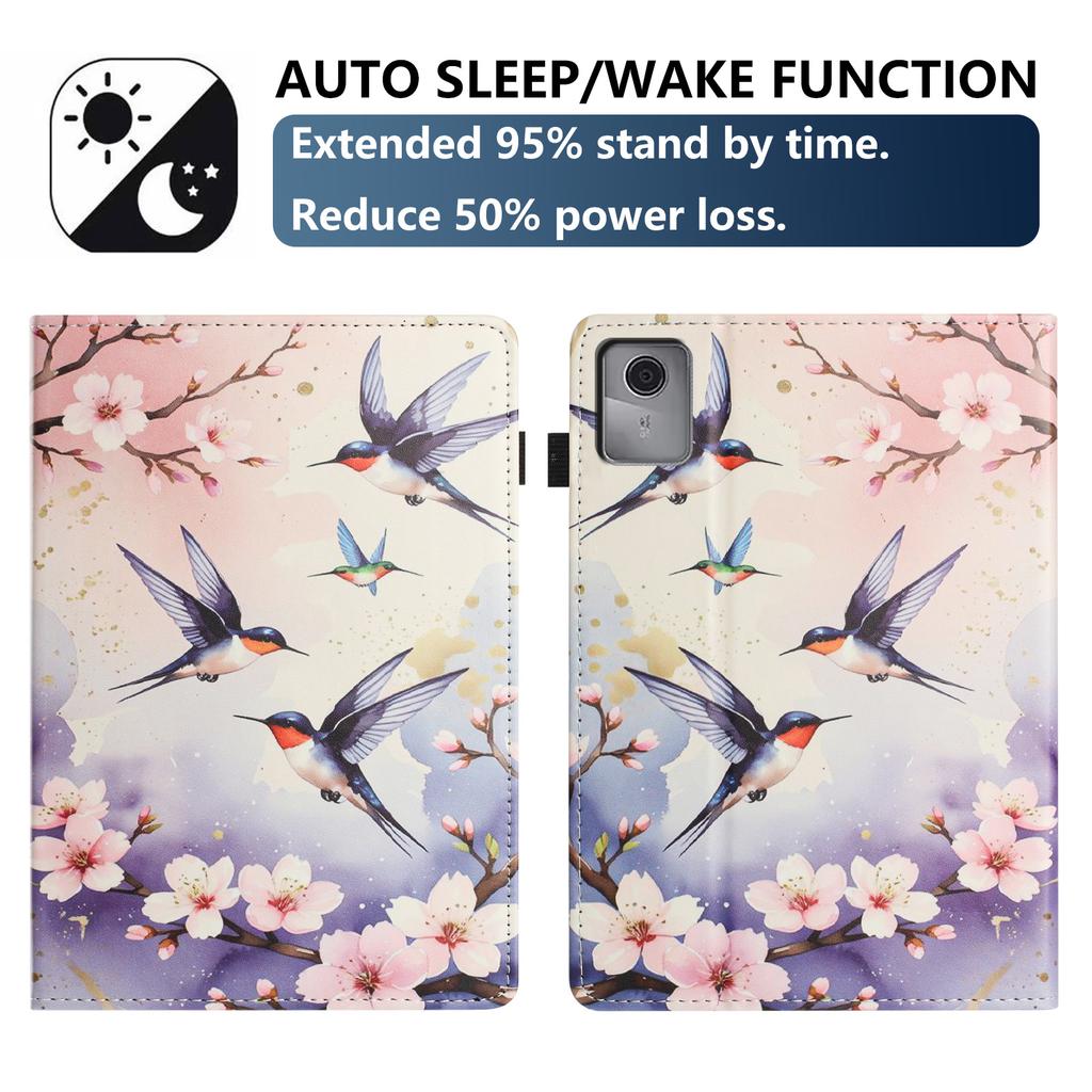 For Lenovo Tab M11 Tablet Case Litchi Texture Pattern Printing Leather Cover Auto Sleep/Wake with Card Holder