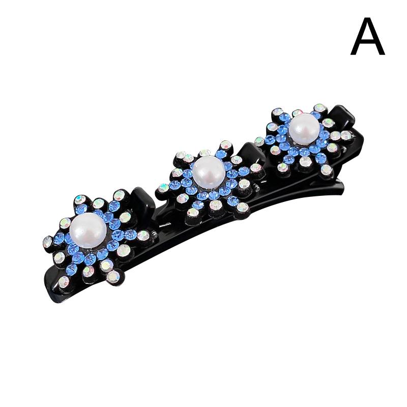 Women Elegant Flower Pearls Braid Hairpins Sweet Hair Clip Braid Decorate Flower Tooth-shaped B K2W7