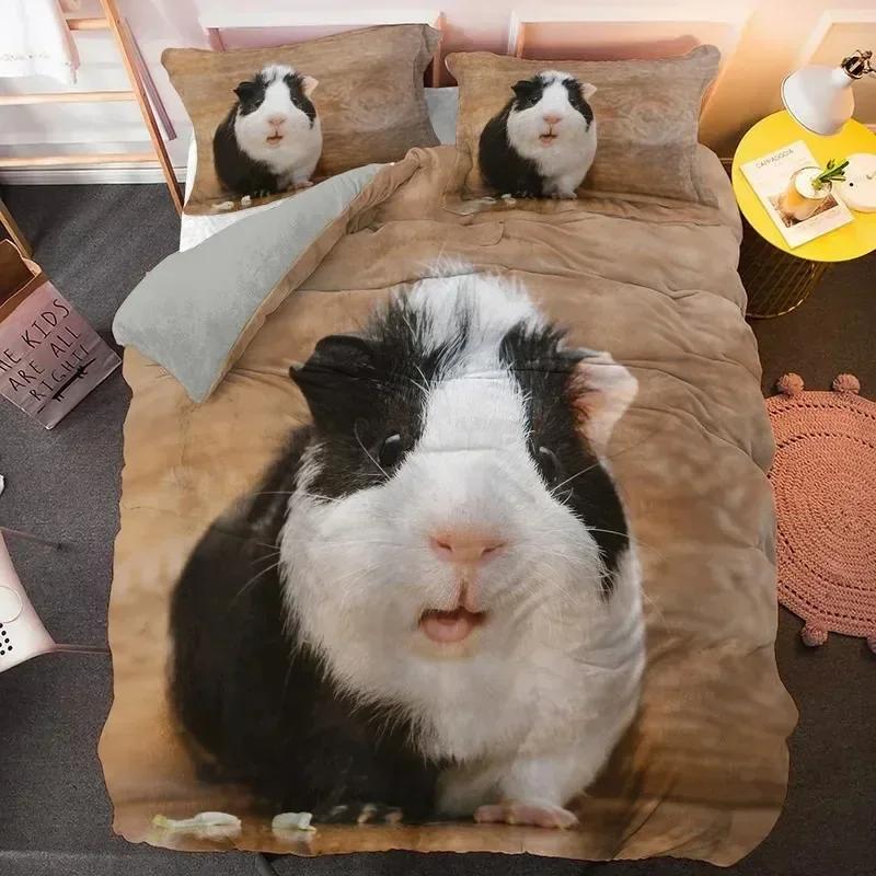 New Guinea Pig Bedding Set Cute Mouse 3D Duvet Cover Animal Comforter Cover for Kids Teen Soft Twin Polyester Quilt Cover
