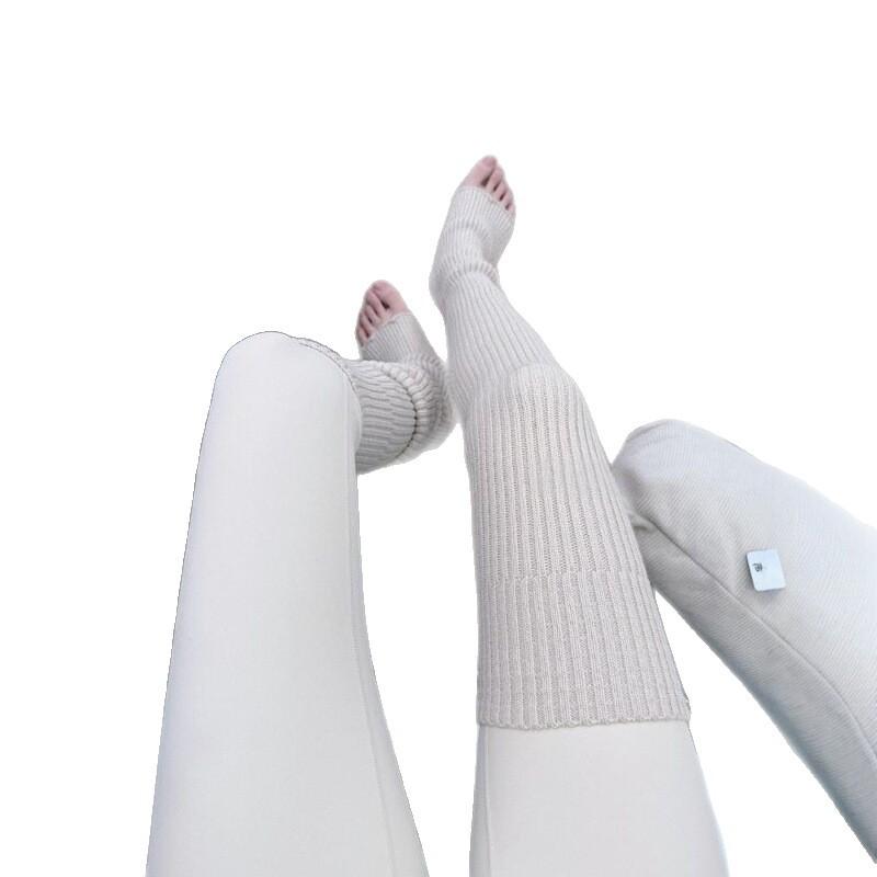 Oat White Knitted Knee Socks Cover Small Sweet Potato New Calf Socks Solid Color Versatile Warm And Thin Stacking Stockings