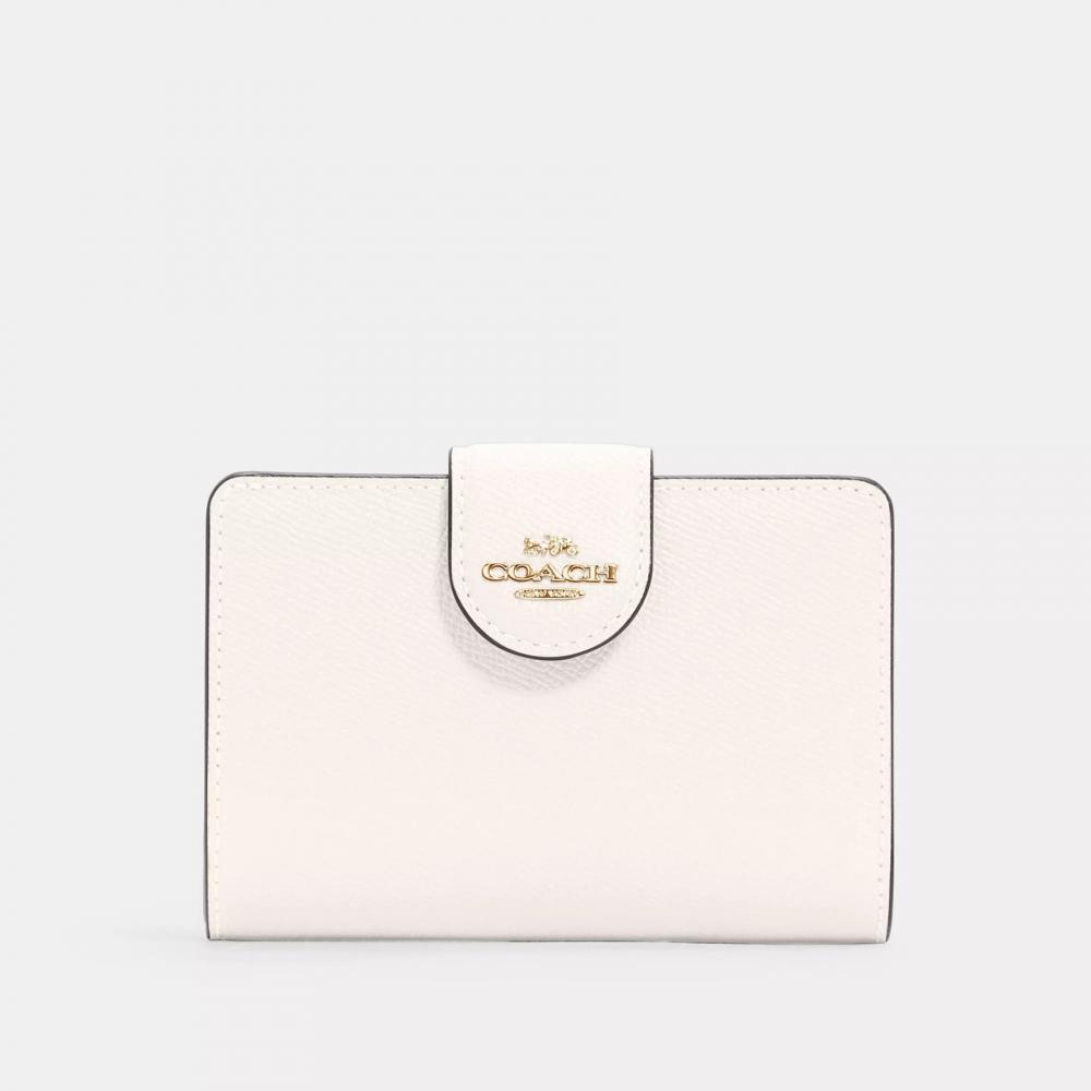 Coach Кошелек среднего размера с угловой молнией, серебристо-черный