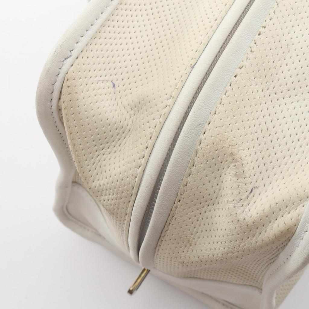 Used LOEWE Amazona 28 Punching Handbag leather White Used Women