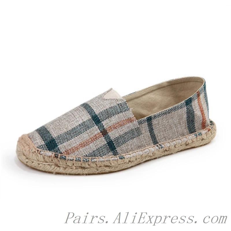2024 Льняная мужская повседневная обувь Лоферы Мужские и женские плетеные туфли для рыбалки Эспадрильи ручной работы на плоской подошве Элегантные туфли для вождения Обувь