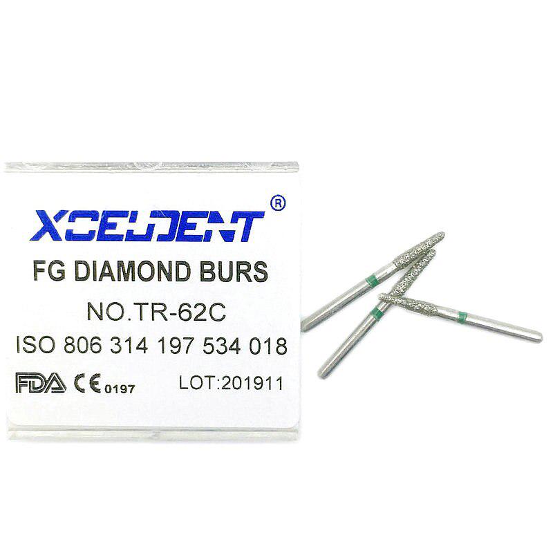 1 коробка, стоматологические алмазные боры для высокоскоростных наконечников, грубые FG 1,6 мм TR-62C, стоматологические инструменты