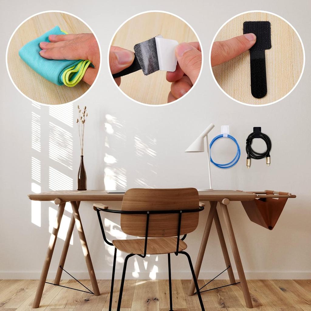 Подстольный держатель для кабеля с липучкой и липучкой, многоразовый органайзер для кабеля, регулируемый ремешок для кабеля, предметы первой необходимости для домашнего офиса, стяжки, шнуры,