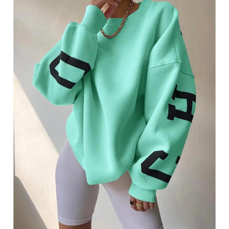 Женские свободные свитера-свитшоты в стиле гранж с принтом букв на спине, повседневные утолщенные топы с длинным рукавом, осенняя уличная одежда