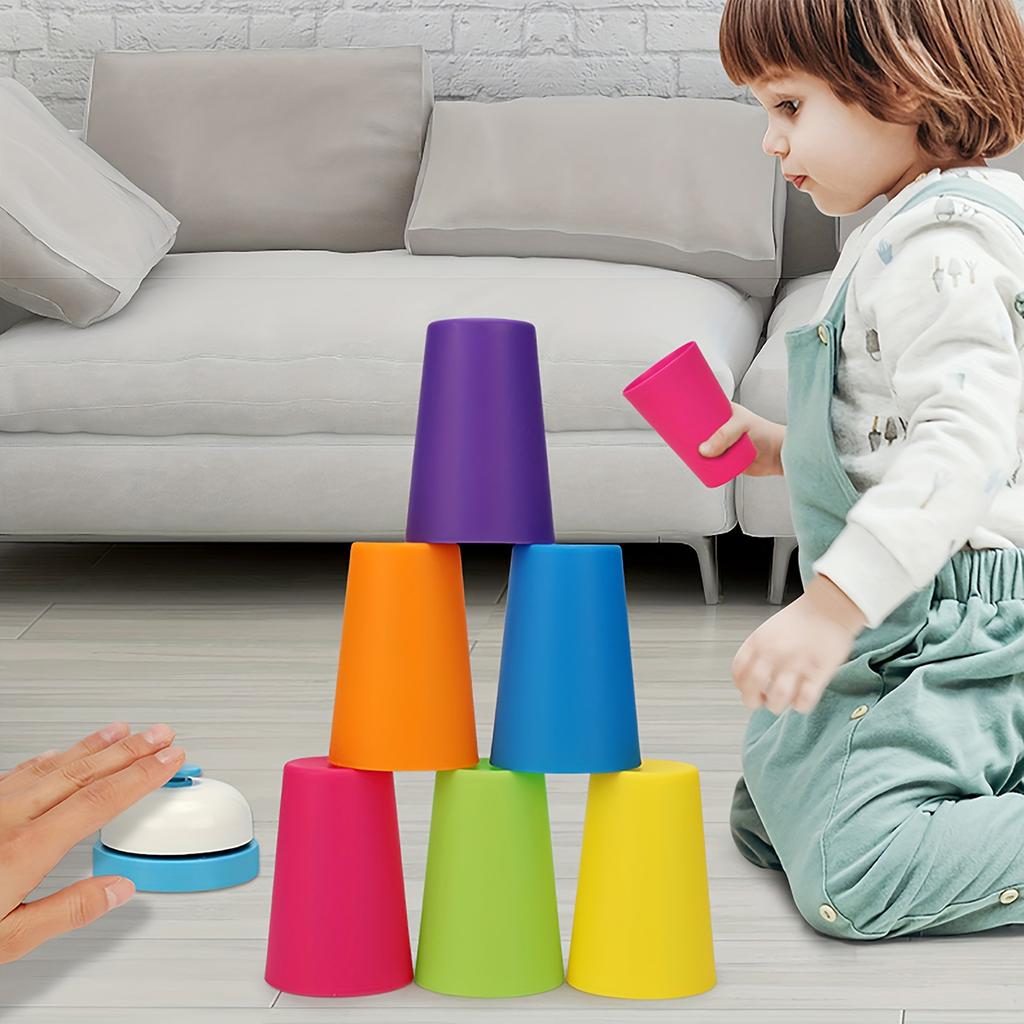 12 шт. Штабелируемые стаканы хлопающий колокольчик карточка детская тренировка скорости быстрой укладки быстрая реакция развивающая игрушка для детей подарок