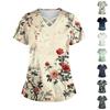 Women's Short Sleeve Stagger V Neck Print Pocket Dry-nurse Top
