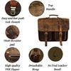 New Mens Messenger 16 Inch Vintage Genuine Leather Briefcase Large Computer Laptop Satchel Shoulder Bag, Brown