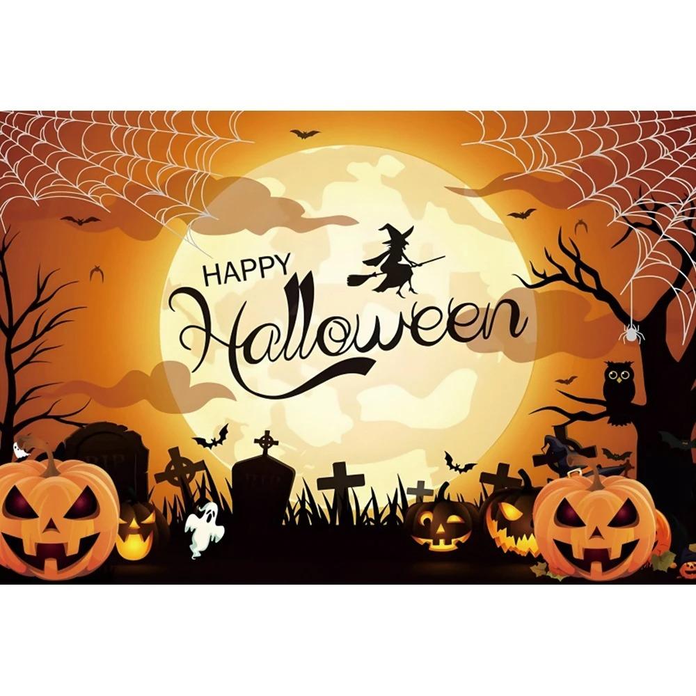 Счастливого Хэллоуина вечеринка украшение подвесная ткань ужас луна тыква ведьма летучая мышь замок фотостудия фон ткань