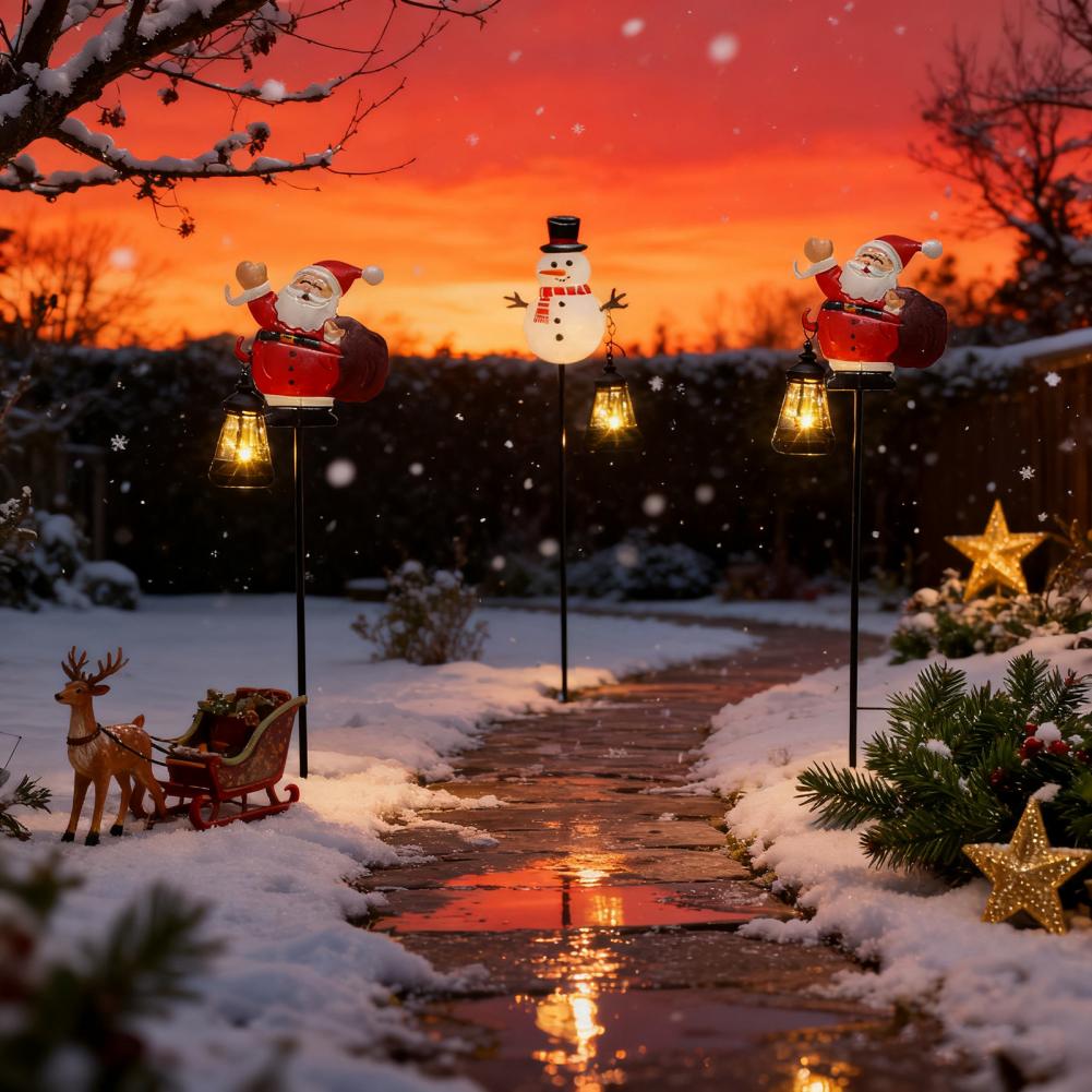 Santa Claus Garden Light Outdoor Christmas Lantern Solar Christmas Lawn Lights Outdoor Garden Stakes with Led Santa Claus