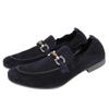 Salvatore Ferragamo Мужские замшевые эластичные мокасины horSebit темно-синего цвета