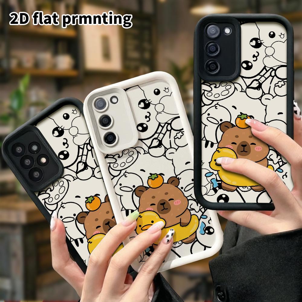 Phone Case: 2D flat, suitable for Samsung Galaxy A34 A35 M05 M06 S20 S22 S21 FE Plus 5G protective cases, floating capybara, perfect Christmas and Hal