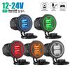 Car Sockets Charger Dual USB 5V 3.1A 12V with LED Waterproof Power Adapter Outlet for Vehicle Boat Truck Motorcycle for I Phone