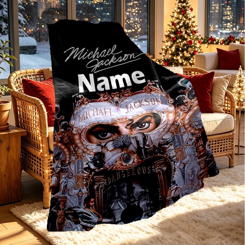 Custom Name Personalized Michael Jackson Print Blanket, Home Decor, Bedroom, Sofa, Camping, Couch, Gifts for Birthday ChristmasEnthusiasts