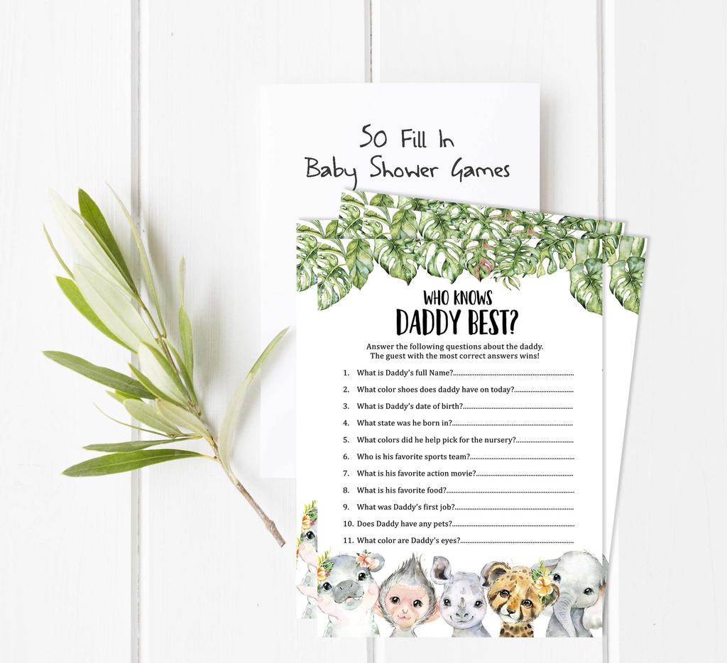 Inkdotpot Игровой набор Baby Shower из 50 игр BabyA AlphabetA ABCA Игра Safari Jungle Animals Party