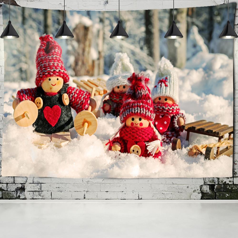 Мультфильм Рождественский гобелен Kawaii настенный новогодний подарок милый фон ткань для дома