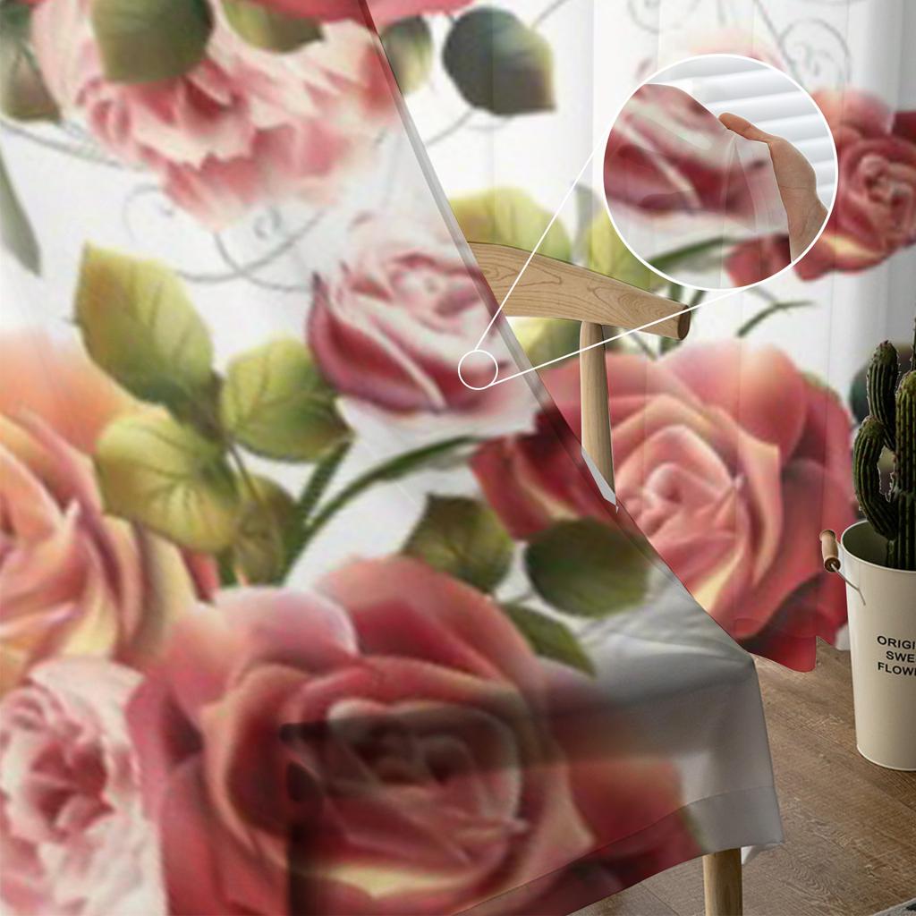 Прозрачные шторы в стиле ретро с розами для гостиной, прозрачные тюлевые занавески для окон, спальни, кухни, домашний декор, вуаль, шторы