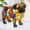 Витражное стекло Мопс подвесное украшение для дома, офиса, стены, окна, подвесное украшение 2D, плоская акриловая собака, кулон, подарок любителям собак