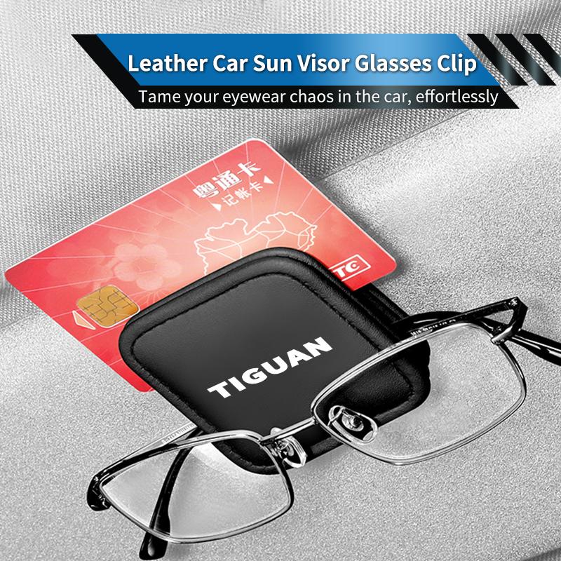 BIG1 Car Black Sunshade Square Leather Sunglasses Holder For VW Golf Jetta Passat mk4 mk5 mk6 CC Golf Tiguan Scirocco Sagitar Magotan