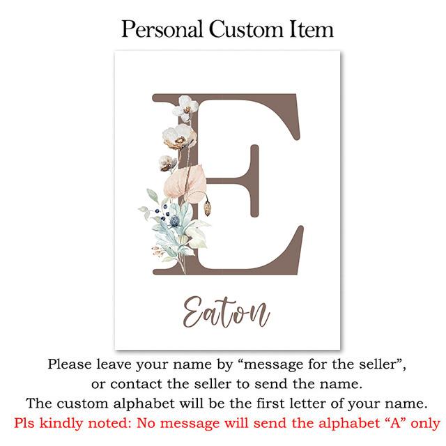 Personalized Poster Baby Name Custom Canvas Painting Print Lion Elephant Raccoon Rabbit Wall Art Decoration Kids Bedroom Picture