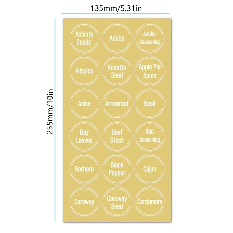 144 печатных этикеток для банок для специй, наклейки для кладовой, круглые наклейки для специй на доске