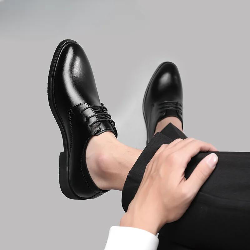 Fashion Dress Shoes Man Cowhide Black Office Social Shoe for Men Official Cheap Clearance Liquidation Leather Casual Elegant and Classic