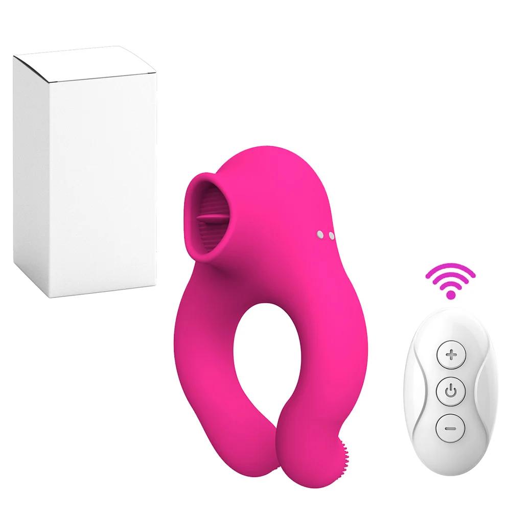 Вибрирующее кольцо на член Задержка эякуляции Кольцо на пенис Вибратор Клиторальный лизание Сосание Вибратор Секс-игрушка для пар Товары для взрослых