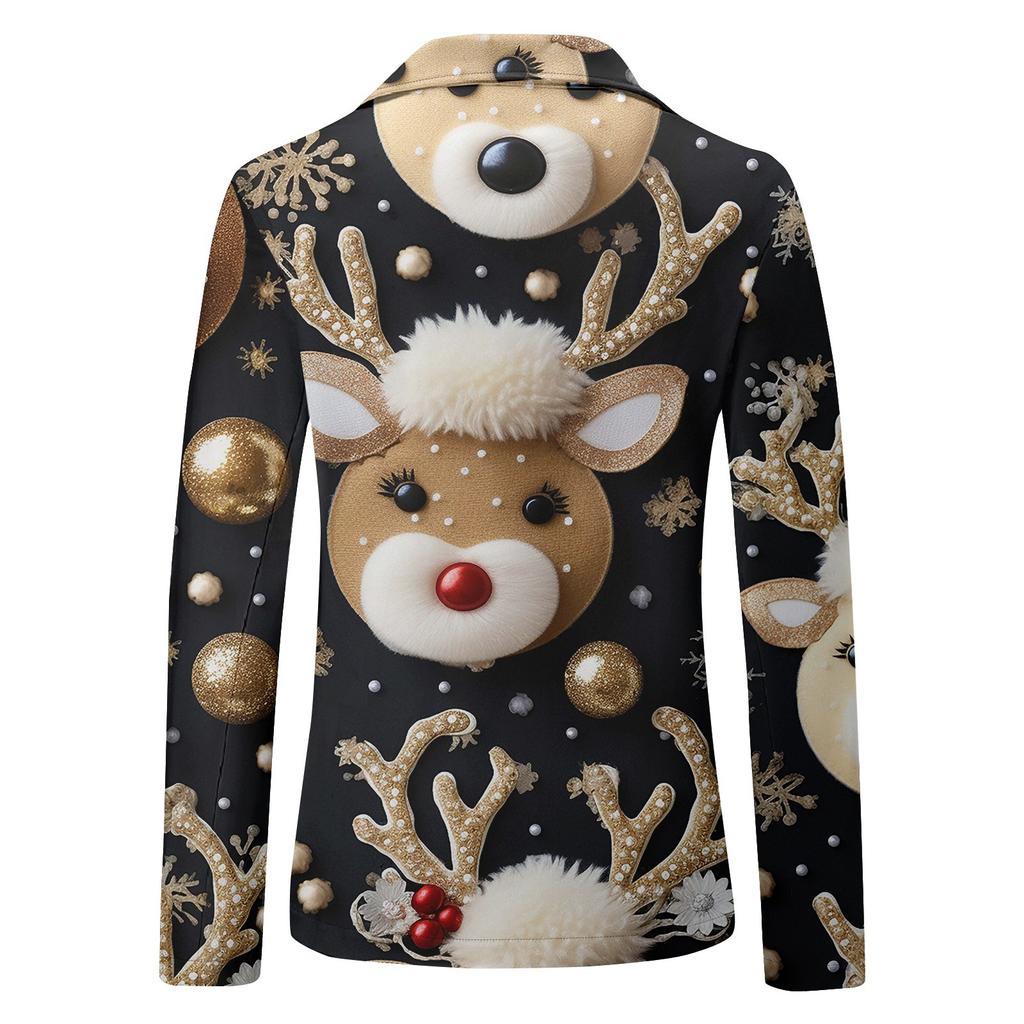 Unisex Winter Christmas Prints Suit Jackets Unisex Casual Fashion Button Jackets