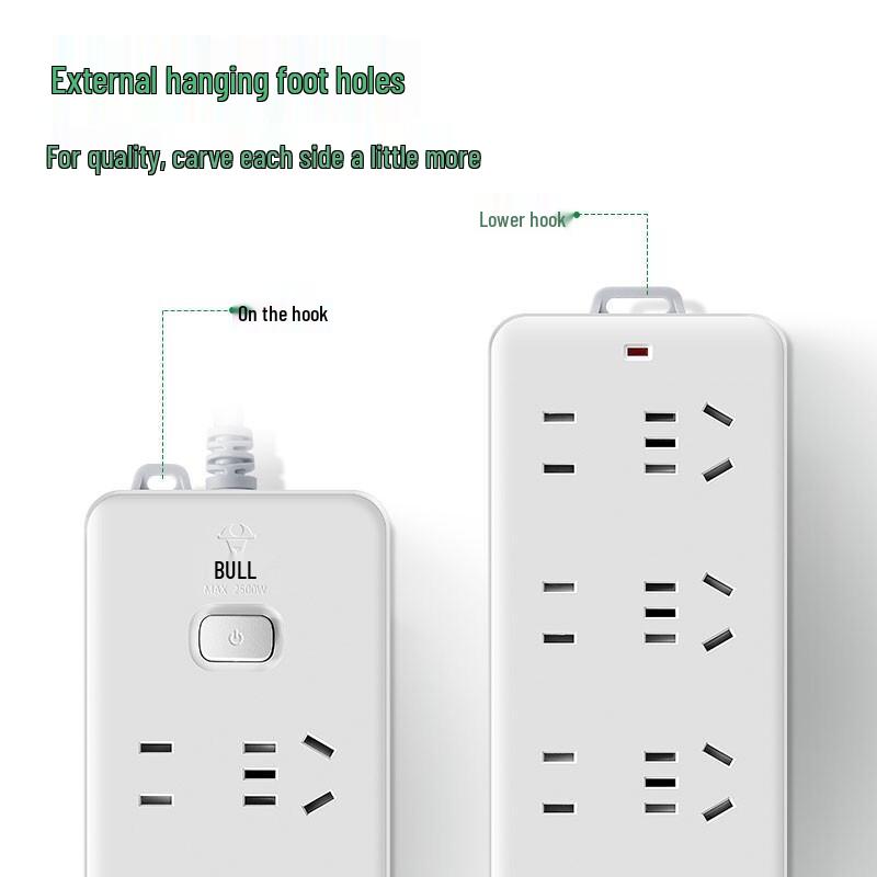 BULL GN-403 8-Outlet Power Strip with Master Switch CN plug (adapter included)